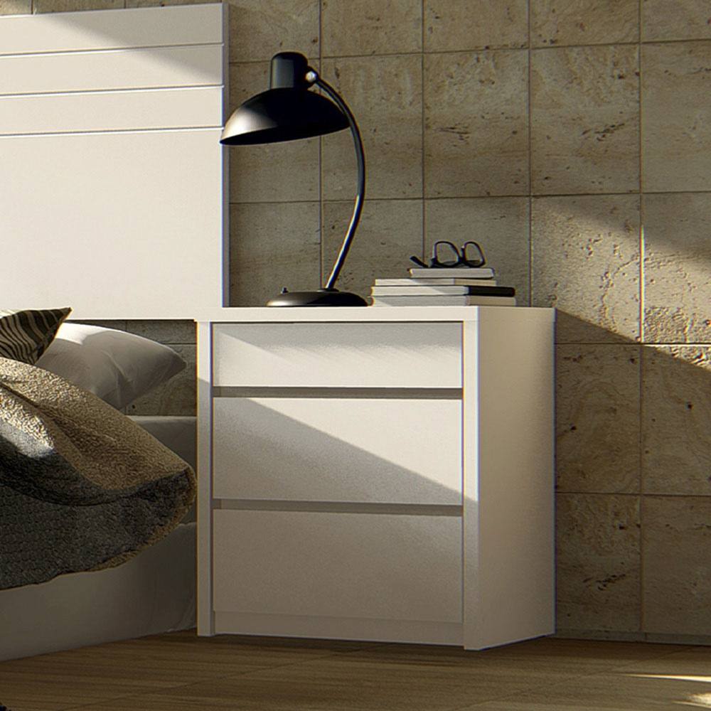 Mesa de Cabeceira 03 Gavetas Premium Branco